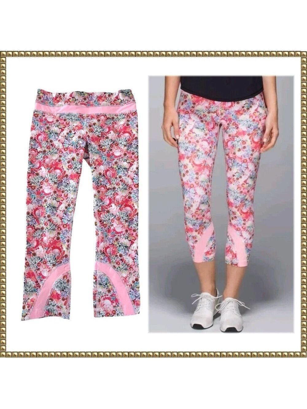 Lululemon Pink Floral Inspire Crop II Luxtreme Leggings Size 6